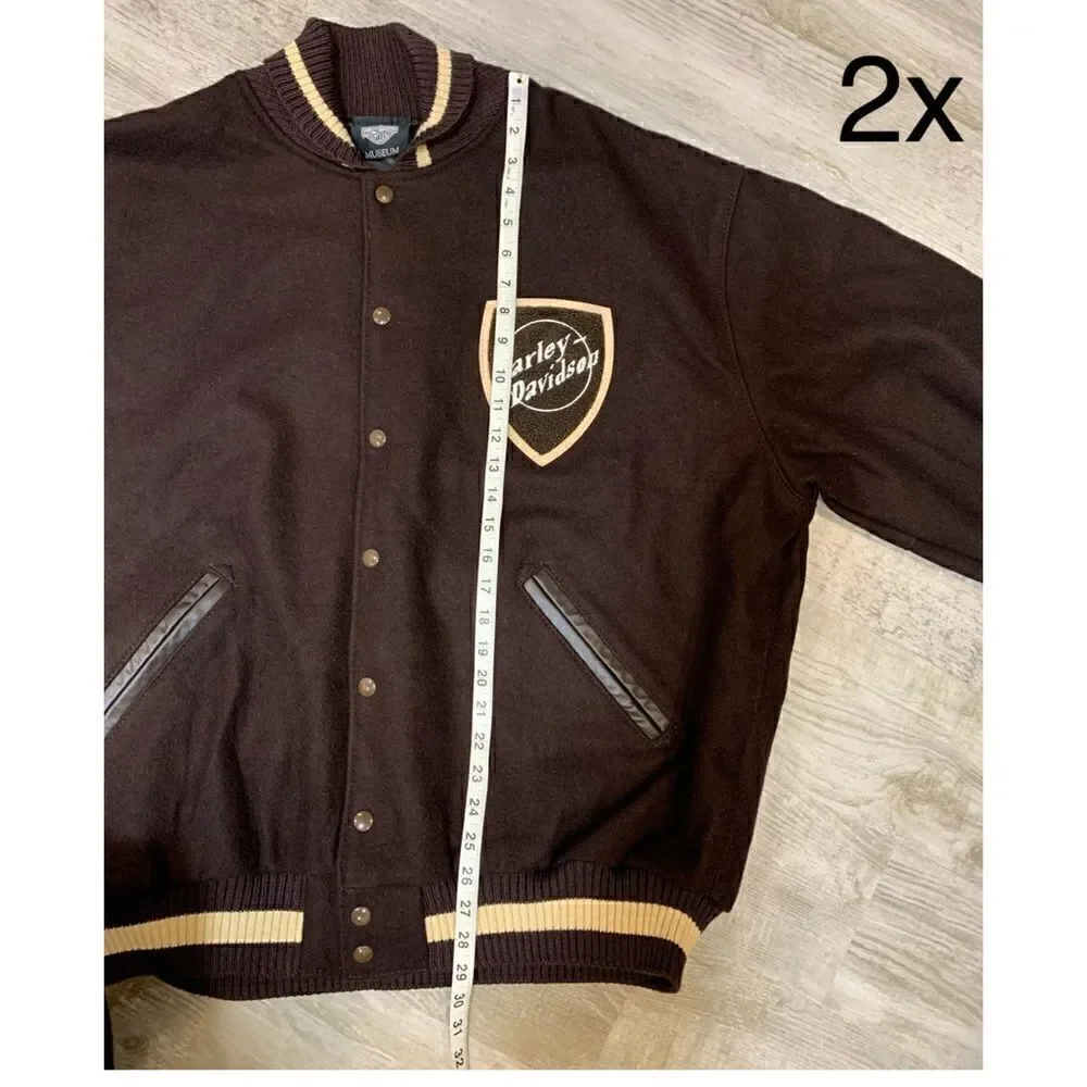 NWT Harley Davidson Museum Milwaukee brown wool varsity jacket